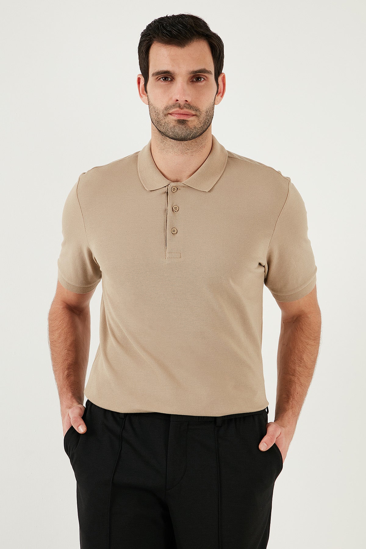 Buratti Pamuklu Regular Fit Düğmeli Polo Yaka 5'li Paket Erkek T Shirt 590211827S5 Vizon-Kül-Gri Melanj-Antrasit-Vişne