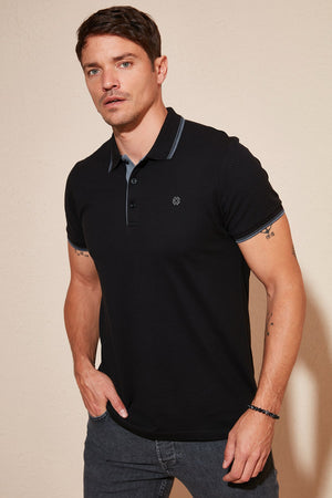 Buratti Pamuklu Slim Fit Şerit Detaylı Düğmeli Polo Yaka 3'lü Paket Erkek T Shirt 5902118S3 Siyah-Gri Melanj-Lacivert-Bordo