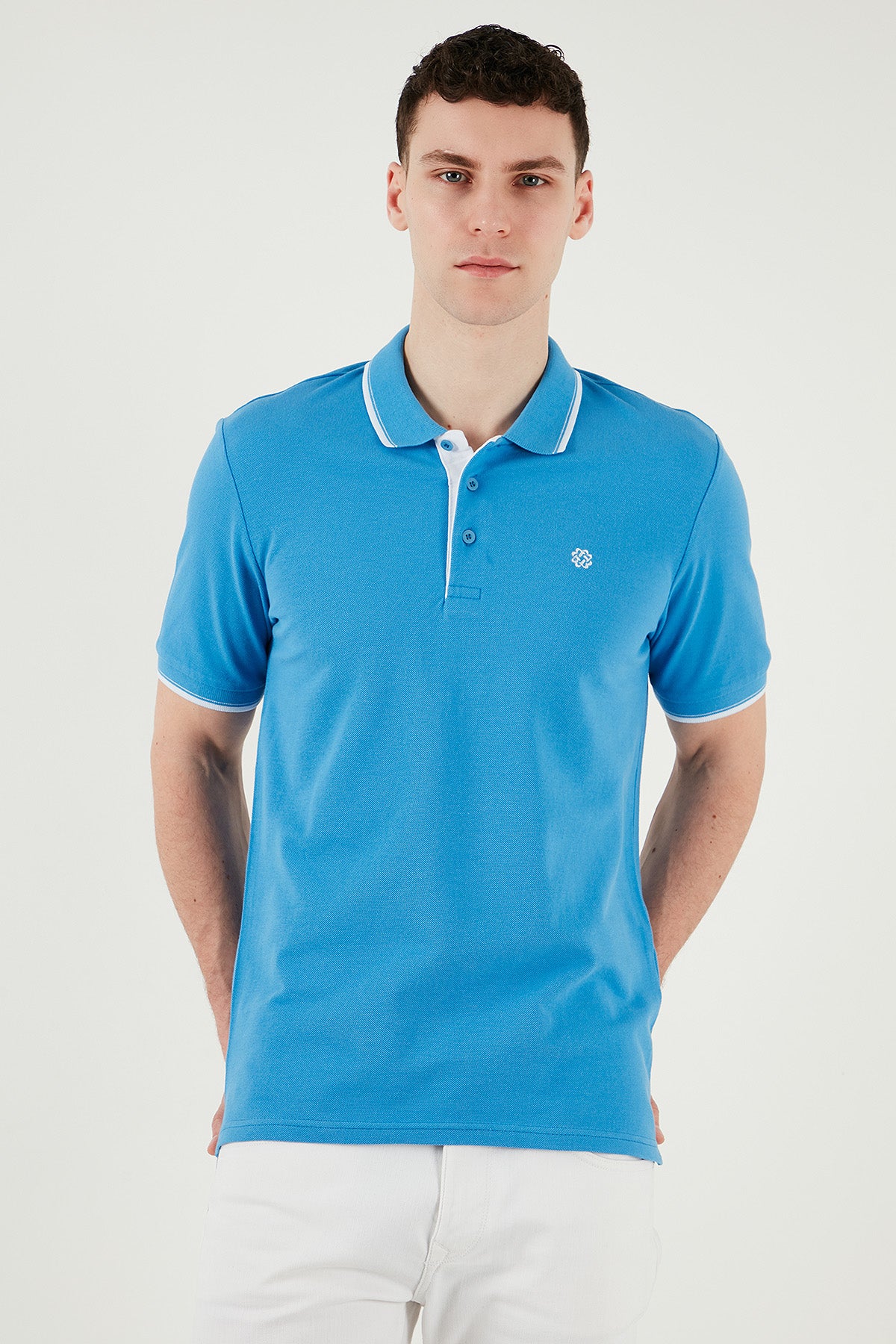 Buratti Pamuklu Slim Fit Şerit Detaylı Düğmeli Polo Yaka 3'lü Paket Erkek T Shirt 5902118S3 AquaMavi-Koyu Mavi-Siyah Beyaz