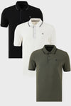 Buratti Pamuklu Slim Fit Şerit Detaylı Düğmeli Polo Yaka 3'lü Paket Erkek T Shirt 5902118S3 SİYAH-BEYAZ-HAKİ