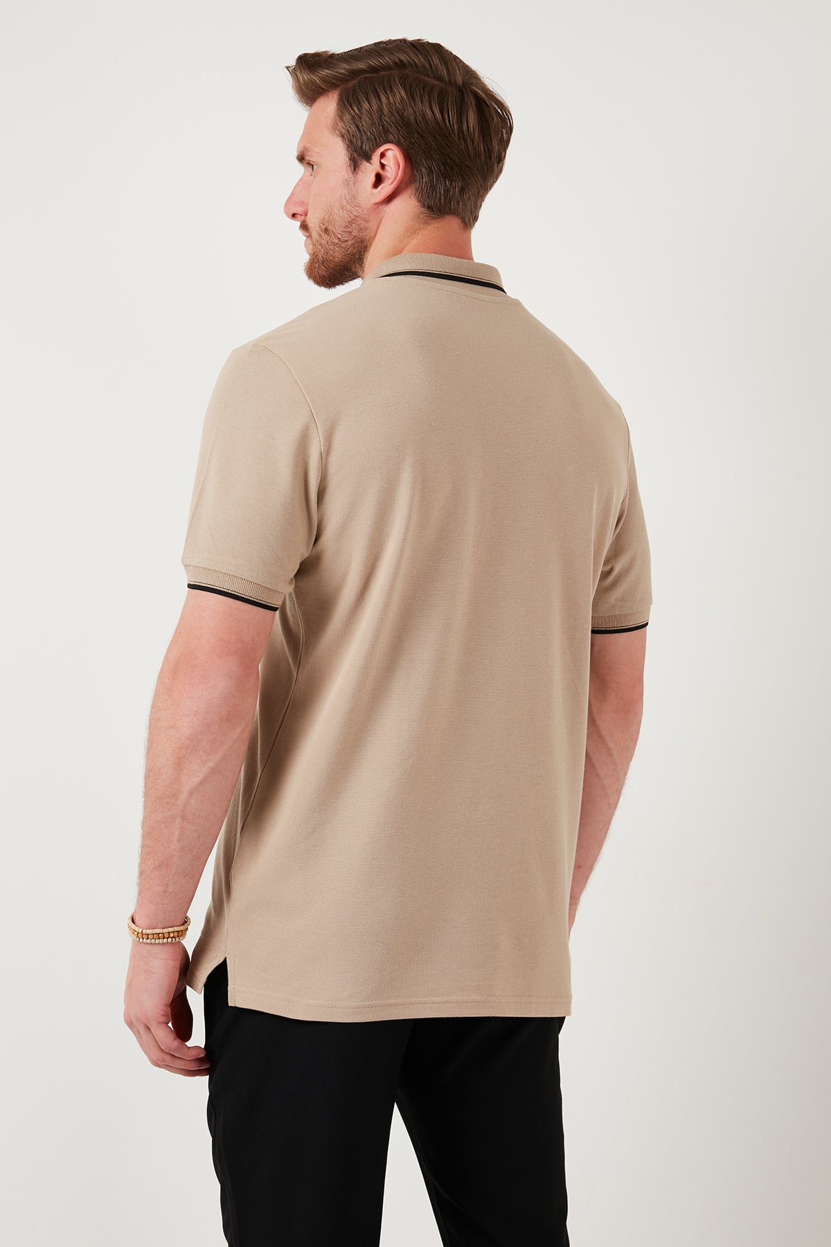 Buratti Pamuklu Slim Fit Şerit Detaylı Düğmeli Polo Yaka 3'lü Paket Erkek T Shirt 5902118S3 Siyah-Beyaz-Vizon