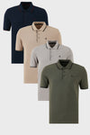 Buratti Pamuklu Slim Fit Şerit Detaylı Düğmeli Polo Yaka 4'lü Paket Erkek T Shirt 5902118S4 HAKİ-LACİVERTBORDO-TAŞ-VİZON