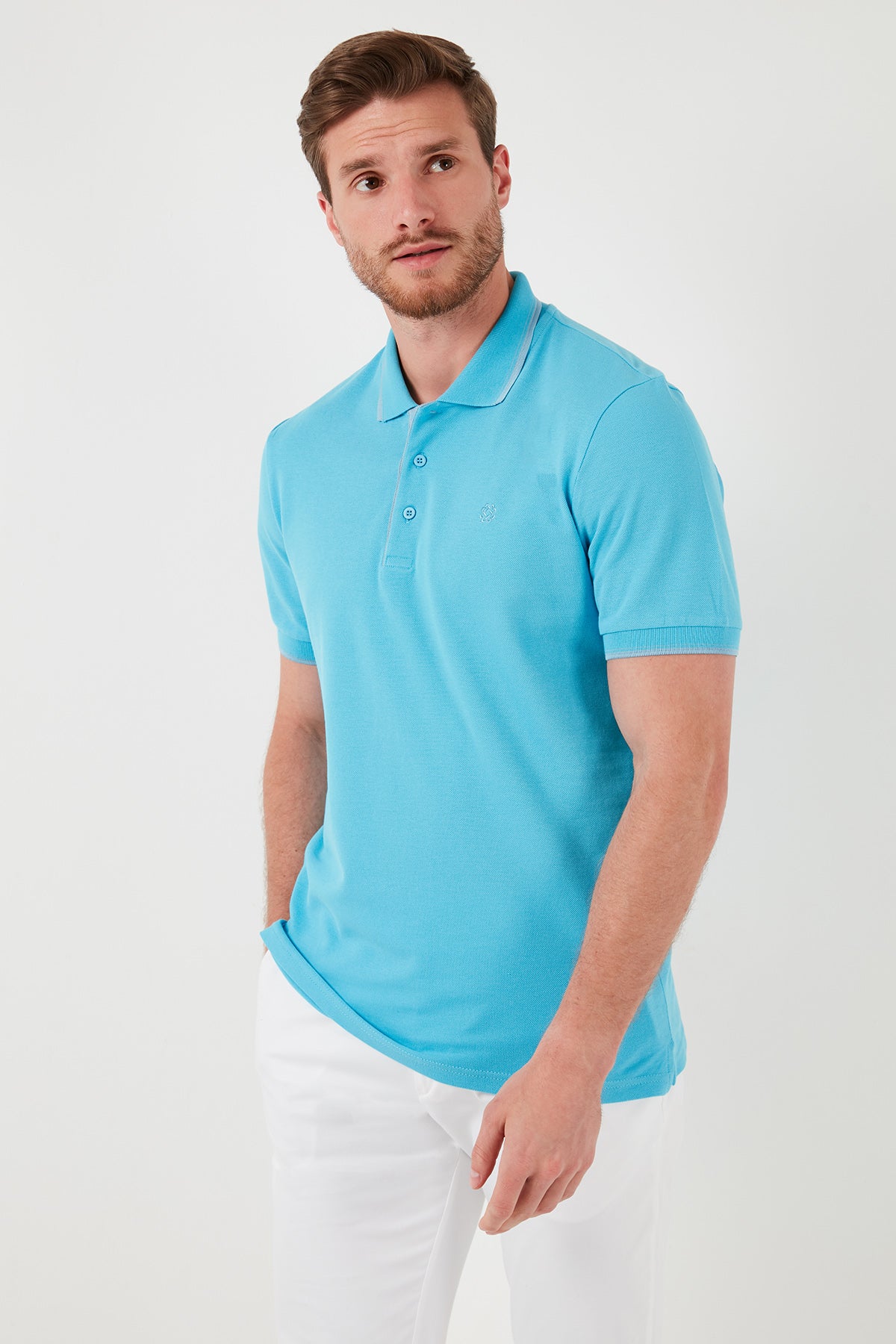 Buratti Pamuklu Slim Fit Şerit Detaylı Düğmeli Polo Yaka 4'lü Paket Erkek T Shirt 5902118S4 Siyah-Kırmızı-Antrasit-Aqua Mavi