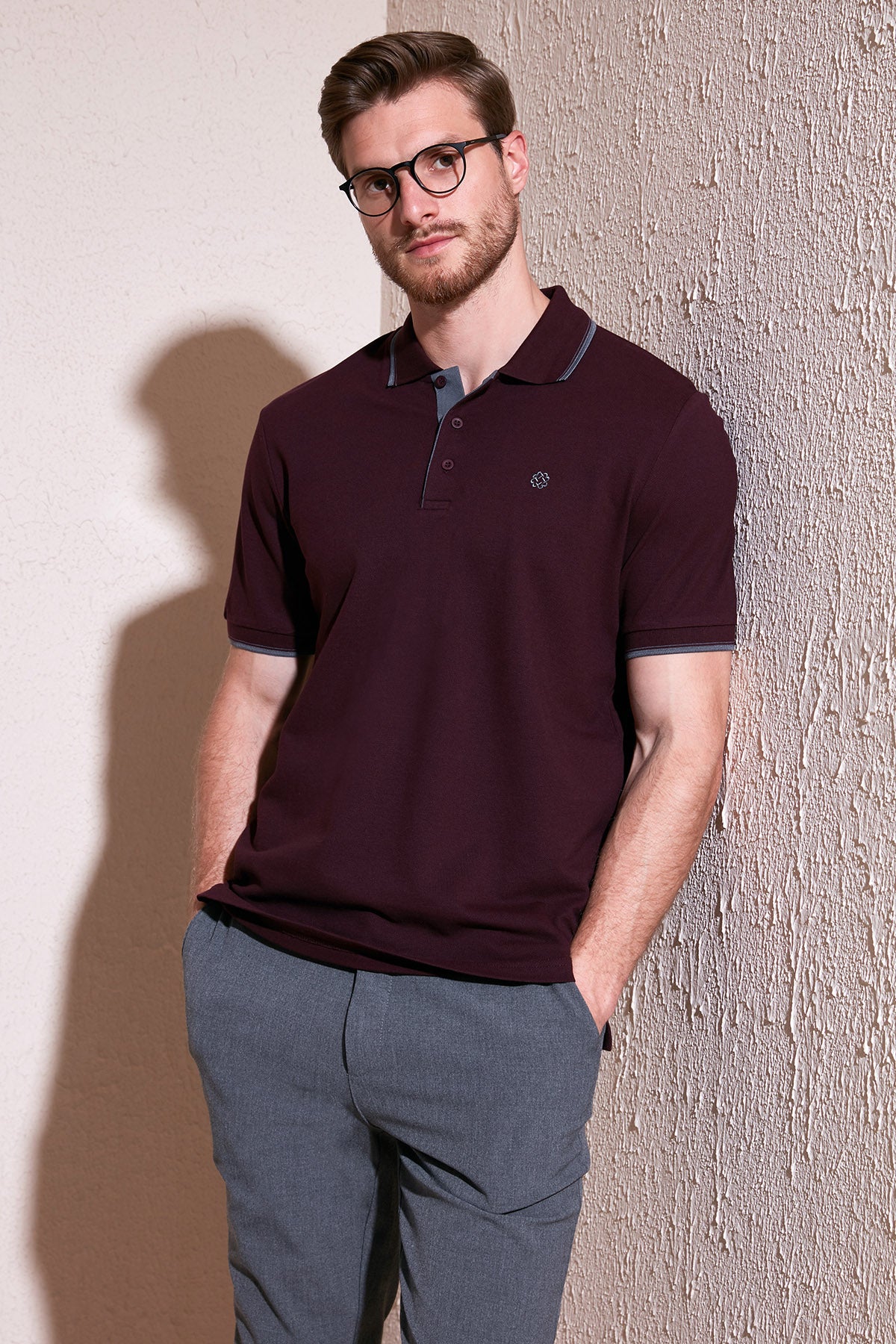 Buratti Pamuklu Slim Fit Şerit Detaylı Düğmeli Polo Yaka 4'lü Paket Erkek T Shirt 5902118S4 Siyah-Vişne-Antrasit-Lacivert