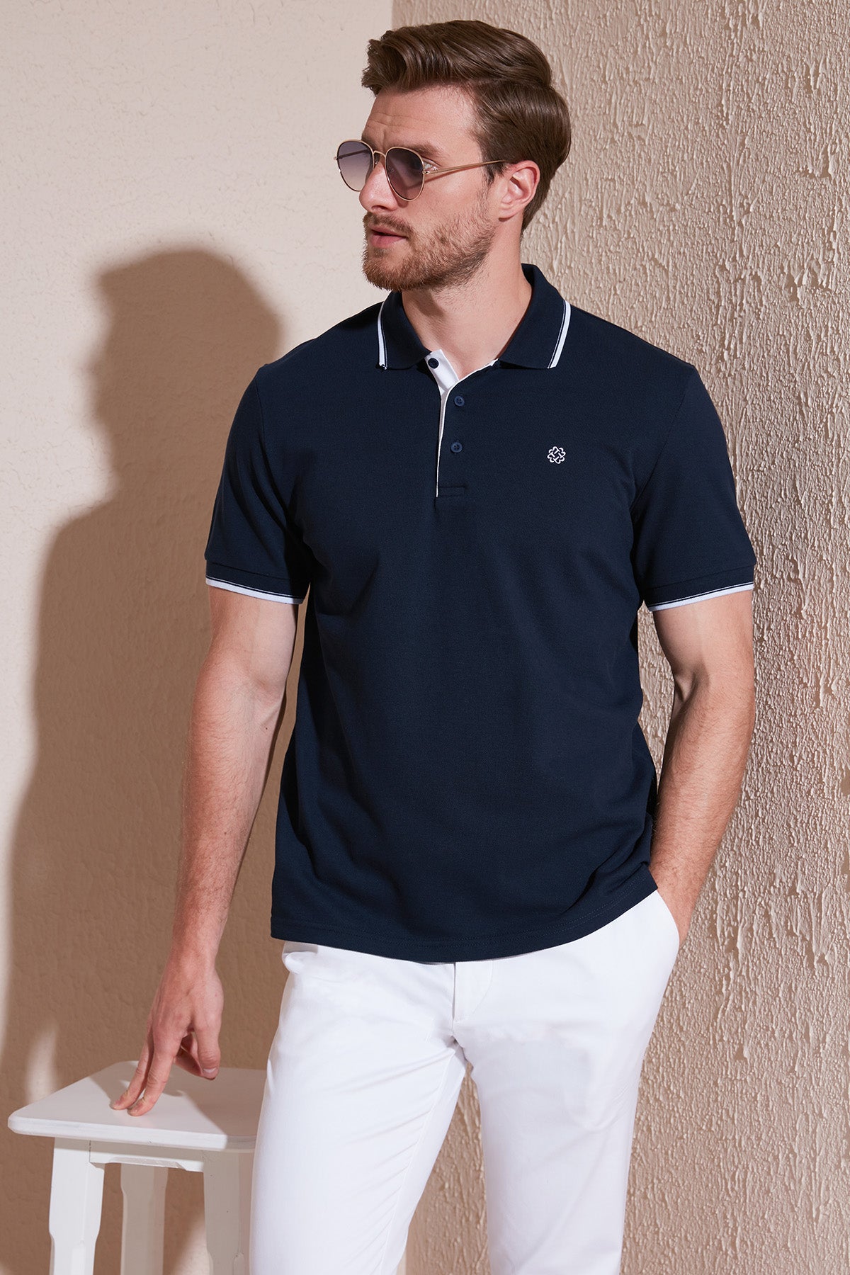 Buratti Pamuklu Slim Fit Şerit Detaylı Düğmeli Polo Yaka 4'lü Paket Erkek T Shirt 5902118S4 Lacivert-Taş-Vizon-Siyah-Beyaz