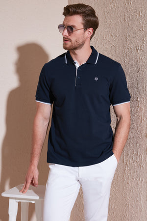 Buratti Pamuklu Slim Fit Şerit Detaylı Düğmeli Polo Yaka 4'lü Paket Erkek T Shirt 5902118S4 Lacivert-Taş-Vizon-Siyah-Beyaz