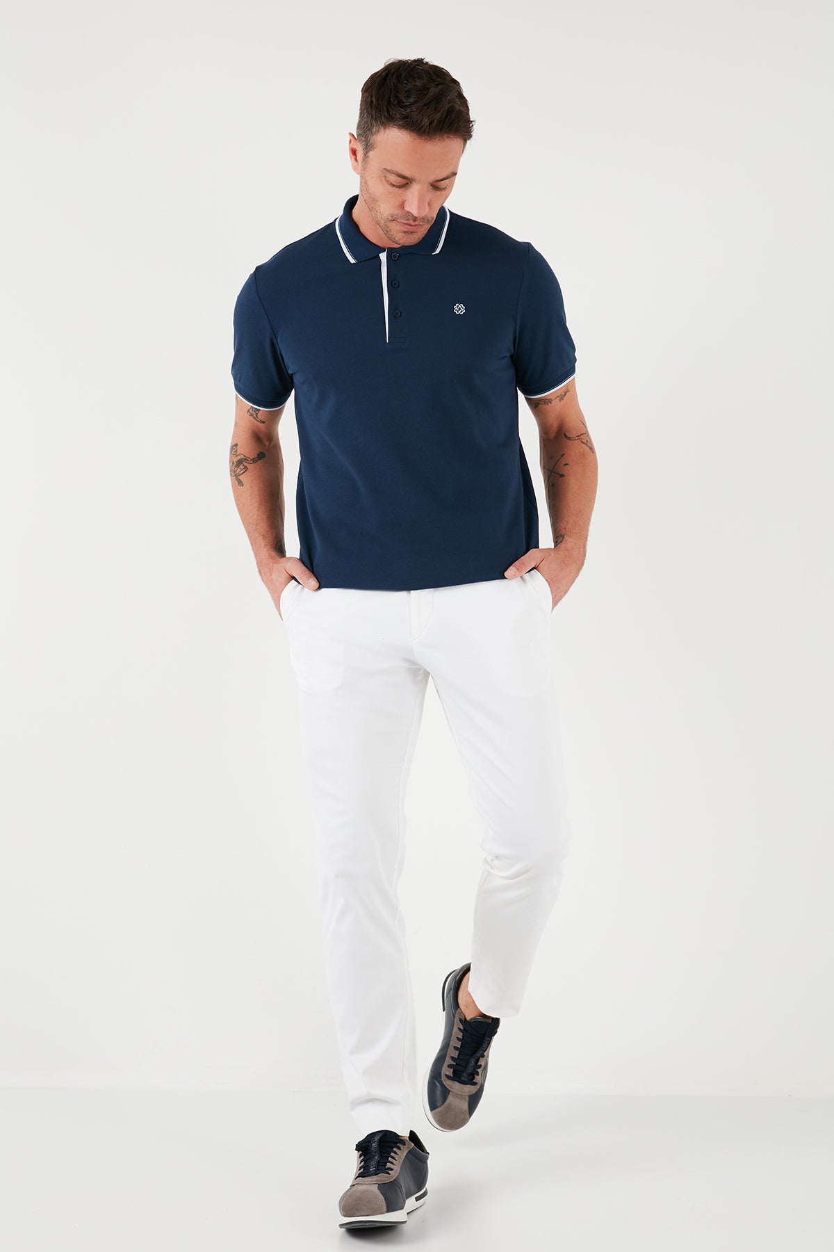 Buratti Pamuklu Slim Fit Şerit Detaylı Düğmeli Polo Yaka 4'lü Paket Erkek T Shirt 5902118S4 Siyah-Antrasit-Haki-İndigo