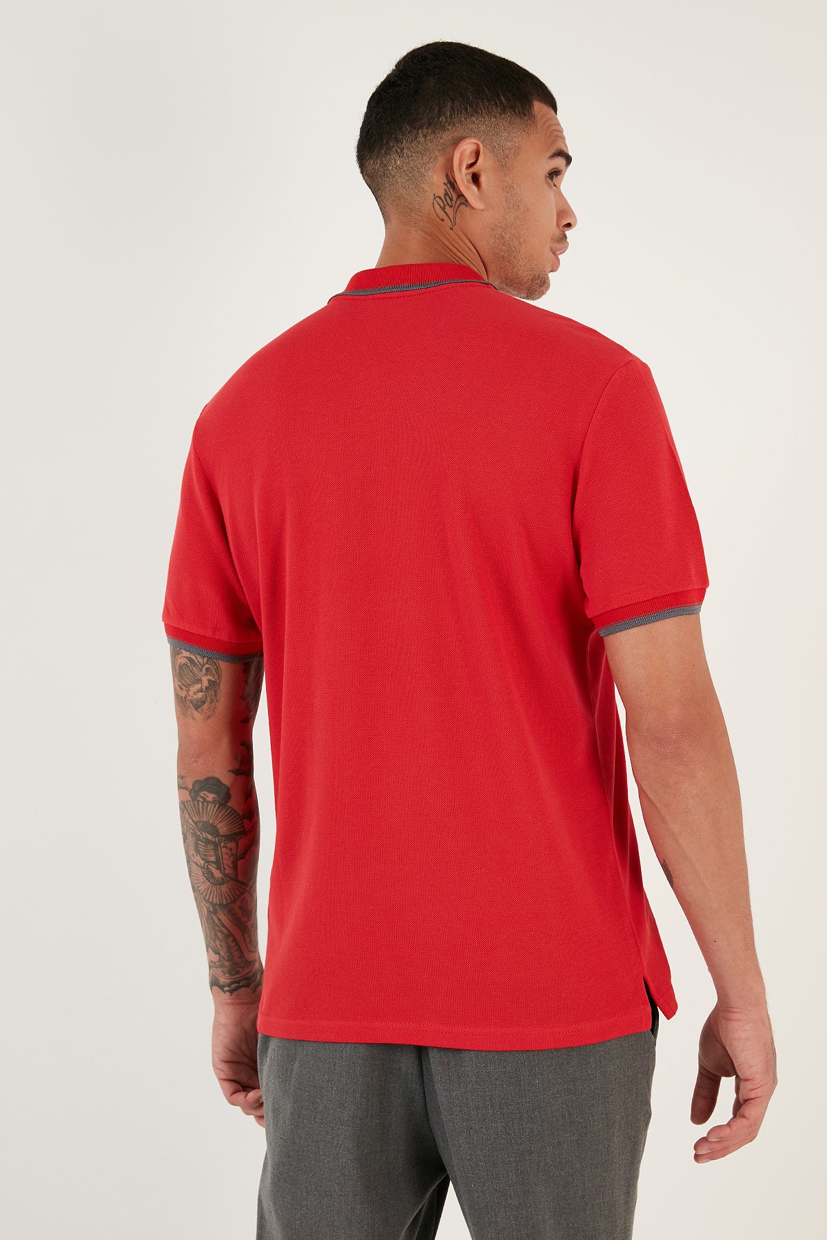 Buratti Pamuklu Slim Fit Şerit Detaylı Düğmeli Polo Yaka 4'lü Paket Erkek T Shirt 5902118S4 Beyaz-Kırmızı-Mavi-Taş