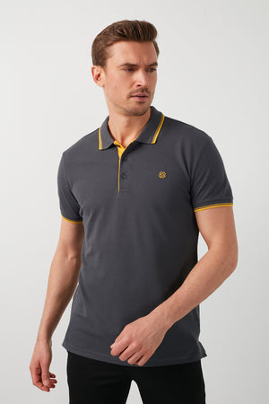 Buratti Pamuklu Slim Fit Şerit Detaylı Düğmeli Polo Yaka 5'li Paket Erkek T Shirt 5902118S5 İndigo-Haki-Kırmızı-Antrasit-Vizon