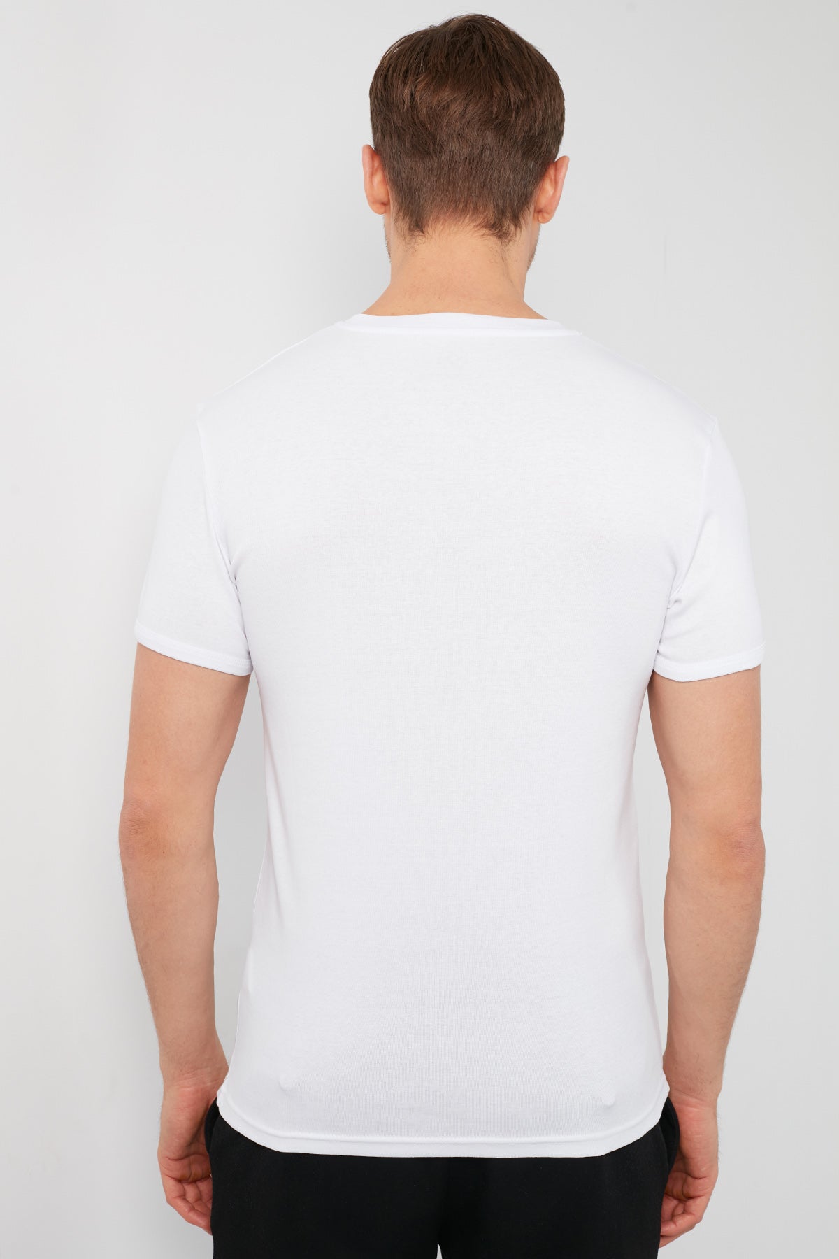Buratti Pamuklu Düğme Detaylı Slim Fit V Yaka 3'lü Paket Erkek T Shirt 5902122S3 Taş-Beyaz-Siyah