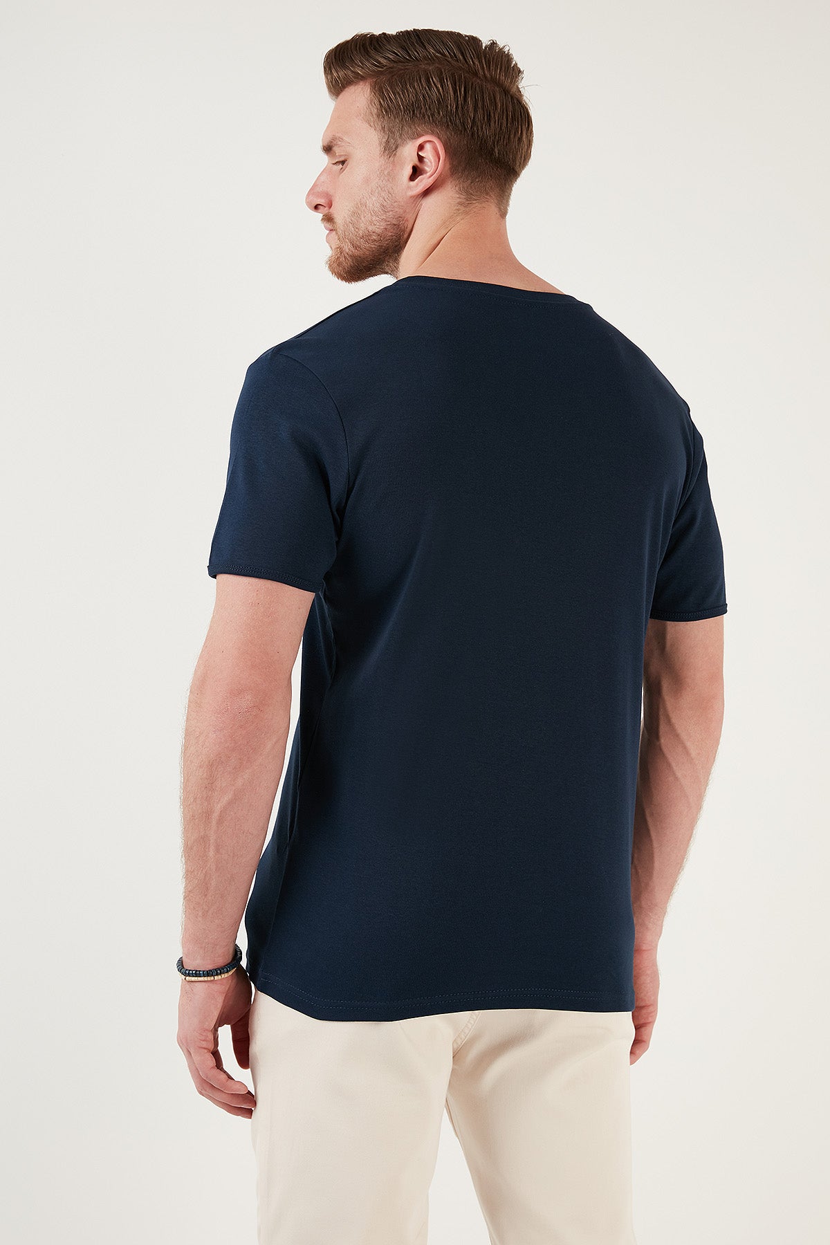 Buratti Pamuklu Düğme Detaylı Slim Fit V Yaka 3'lü Paket Erkek T Shirt 5902122S3 İndigo-Açık Mavi-Elma Yeşili