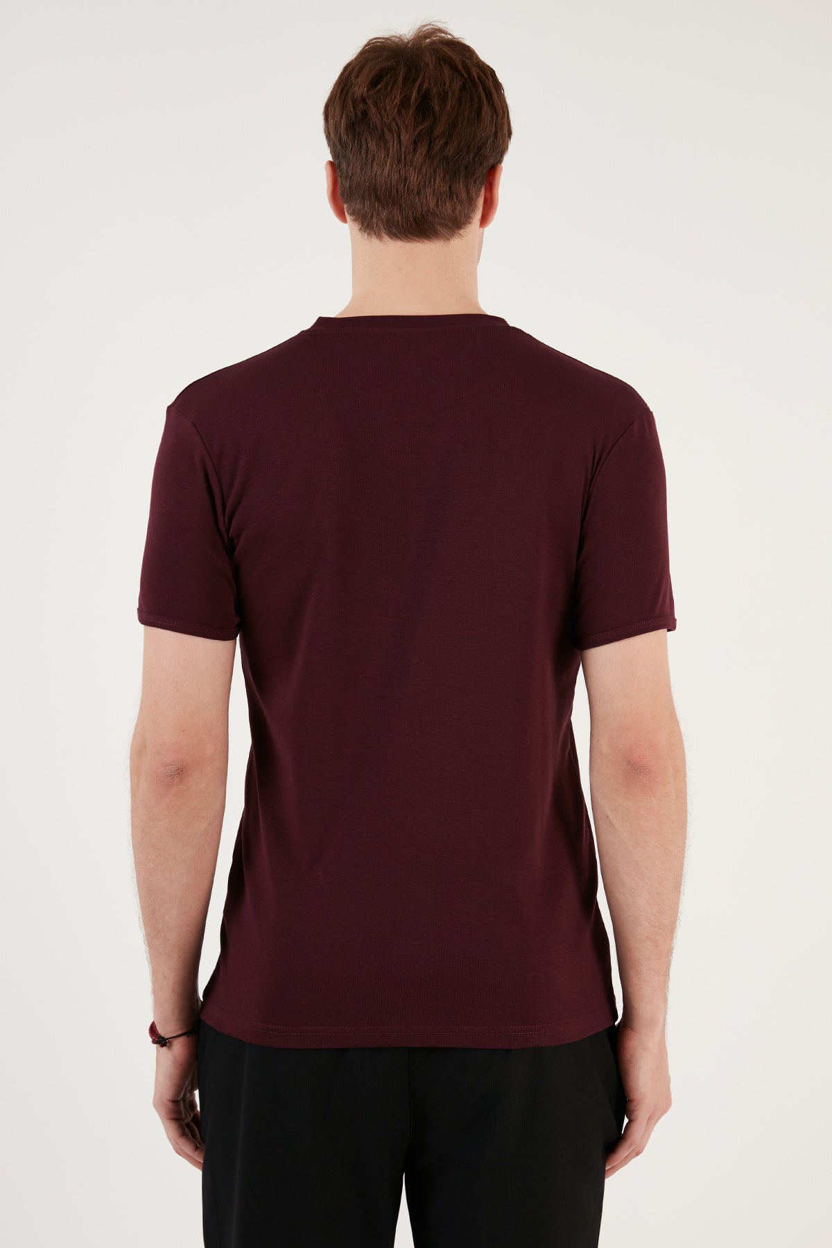 Buratti Pamuklu Düğme Detaylı Slim Fit V Yaka 3'lü Paket Erkek T Shirt 5902122S3 Vişne-Taş-Açık Haki
