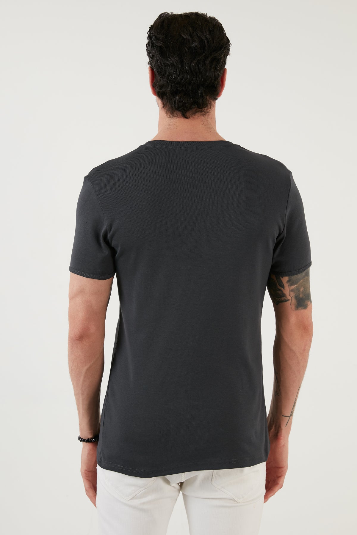 Buratti Pamuklu Düğme Detaylı Slim Fit V Yaka 3'lü Paket Erkek T Shirt 5902122S3 Antrasit-Elma Yeşili-Taş