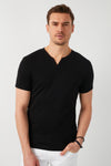 Buratti Pamuklu Düğme Detaylı Slim Fit V Yaka 3'lü Paket Erkek T Shirt 5902122S3 Siyah-Beyaz-Siyah