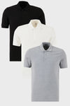 Buratti Pamuklu Regular Fit Düğmeli Polo Yaka 3'lü Paket Erkek T Shirt 5902127S3 Siyah-Beyaz-Gri Melanj
