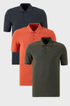 Buratti Pamuklu Regular Fit Düğmeli Polo Yaka 3'lü Paket Erkek T Shirt 5902127S3 Antrasit-Haki-Tarçın