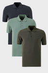Buratti Pamuklu Regular Fit Düğmeli Polo Yaka 3'lü Paket Erkek T Shirt 5902127S3 Antrasit-Haki-Elma Yeşili