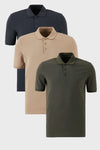 Buratti Pamuklu Regular Fit Düğmeli Polo Yaka 3'lü Paket Erkek T Shirt 5902127S3 Antrasit-Haki-Vizon