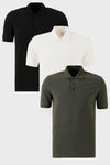 Buratti Pamuklu Regular Fit Düğmeli Polo Yaka 3'lü Paket Erkek T Shirt 5902127S3 SİYAH-BEYAZ-HAKİ