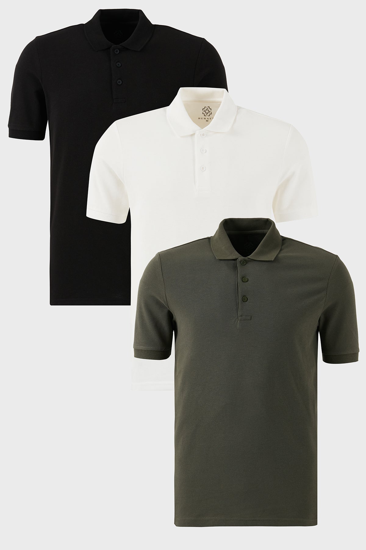 Buratti Pamuklu Regular Fit Düğmeli Polo Yaka 3'lü Paket Erkek T Shirt 5902127S3 SİYAH-BEYAZ-HAKİ