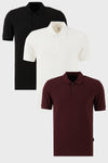 Buratti Pamuklu Regular Fit Düğmeli Polo Yaka 3'lü Paket Erkek T Shirt 5902127S3 Siyah-Beyaz-Vişne