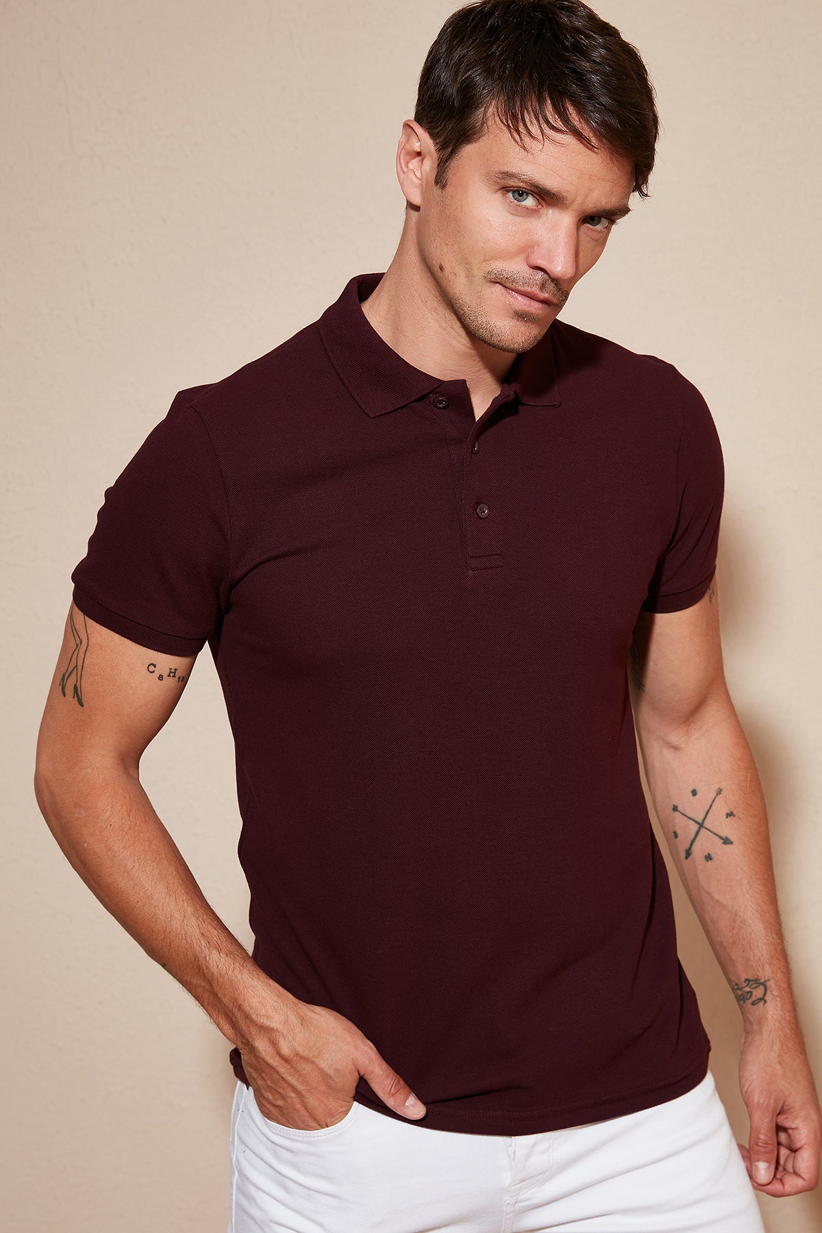 Buratti Pamuklu Regular Fit Düğmeli Polo Yaka 3'lü Paket Erkek T Shirt 5902127S3 Siyah-Beyaz-Vişne