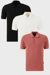 Buratti Pamuklu Regular Fit Düğmeli Polo Yaka 3'lü Paket Erkek T Shirt 5902127S3 Siyah-Beyaz-Gül