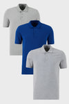 Buratti Pamuklu Regular Fit Düğmeli Polo Yaka 3'lü Paket Erkek T Shirt 5902127S3 Gri Melanj-Saks-Kül