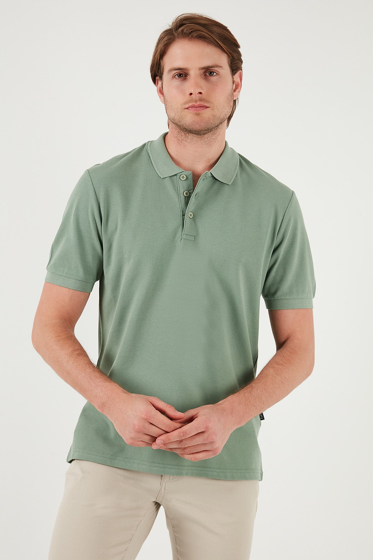 Buratti Pamuklu Regular Fit Düğmeli Polo Yaka 3'lü Paket Erkek T Shirt 5902127S3 Tarçın-Benetton-Elma Yeşili