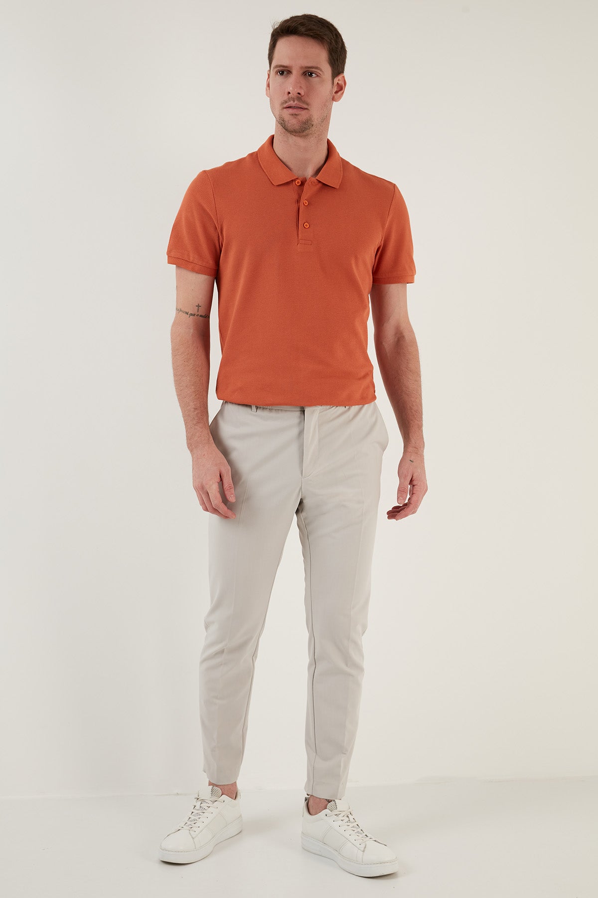 Buratti Pamuklu Regular Fit Düğmeli Polo Yaka 3'lü Paket Erkek T Shirt 5902127S3 Tarçın-Benetton-Elma Yeşili