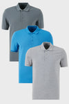 Buratti Pamuklu Regular Fit Düğmeli Polo Yaka 3'lü Paket Erkek T Shirt 5902127S3 Koyu Mavi-Açık Haki-Gri Melanj