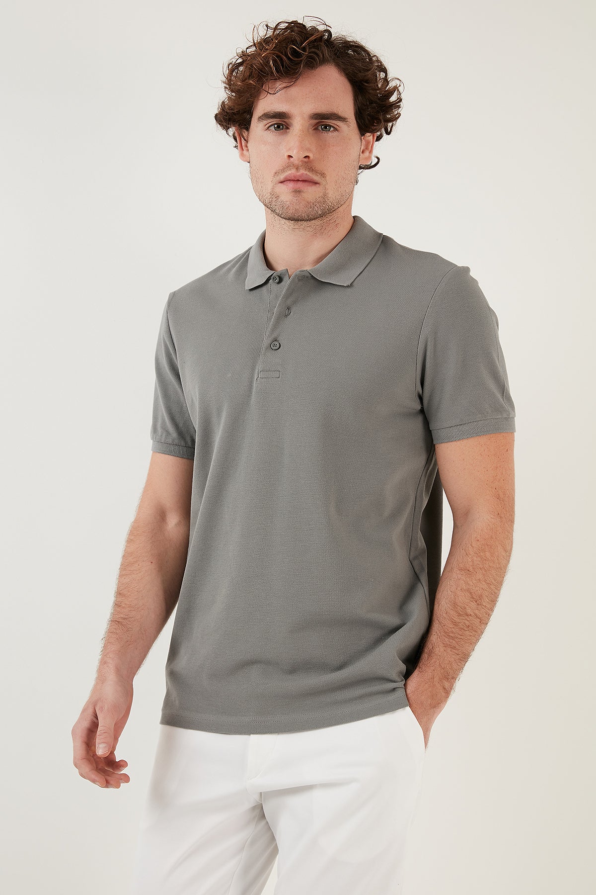 Buratti Pamuklu Regular Fit Düğmeli Polo Yaka 3'lü Paket Erkek T Shirt 5902127S3 Koyu Mavi-Açık Haki-Gri Melanj