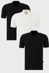 Buratti Pamuklu Regular Fit Düğmeli Polo Yaka 3'lü Paket Erkek T Shirt 5902127S3 Siyah-Beyaz-Siyah