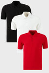 Buratti Pamuklu Regular Fit Düğmeli Polo Yaka 3'lü Paket Erkek T Shirt 5902127S3 SİYAH-BEYAZ-KIRMIZI