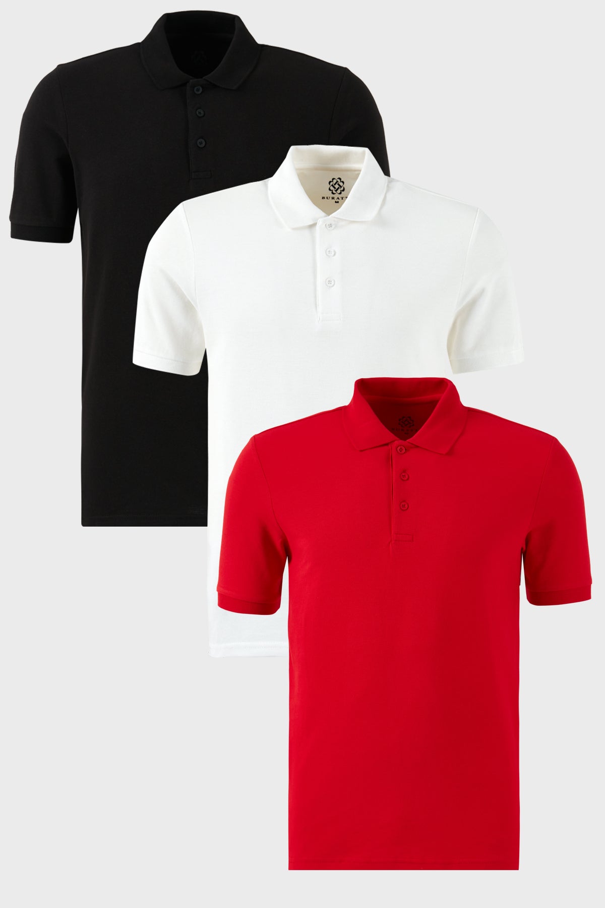 Buratti Pamuklu Regular Fit Düğmeli Polo Yaka 3'lü Paket Erkek T Shirt 5902127S3 SİYAH-BEYAZ-KIRMIZI