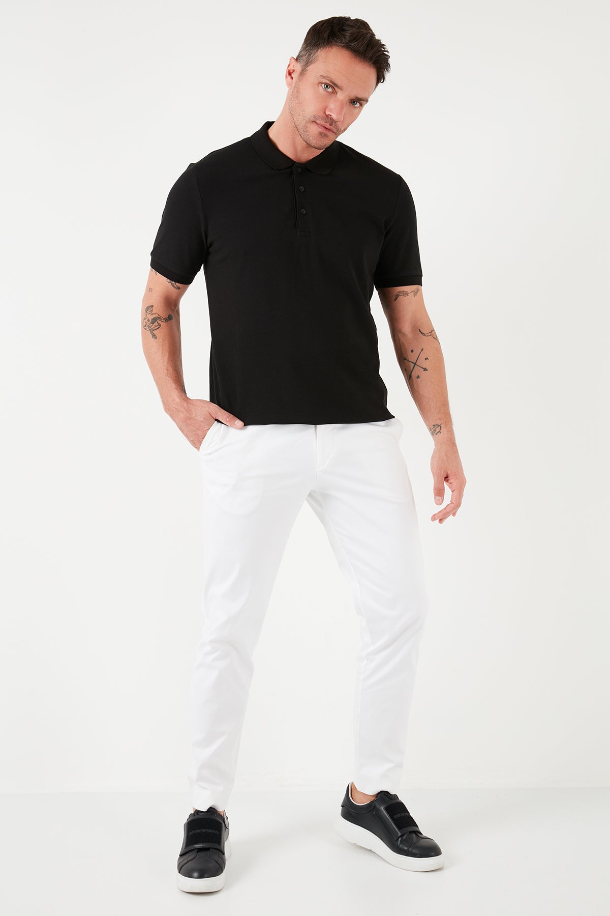 Buratti Pamuklu Regular Fit Düğmeli Polo Yaka 4'lü Paket Erkek T Shirt 5902127S4 Siyah-Beyaz-Beyaz-Siyah