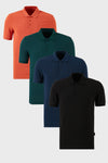 Buratti Pamuklu Regular Fit Düğmeli Polo Yaka 4'lü Paket Erkek T Shirt 5902127S4 Siyah-İndigo-Yeşil-Tarçın