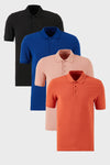 Buratti Pamuklu Regular Fit Düğmeli Polo Yaka 4'lü Paket Erkek T Shirt 5902127S4 Siyah-Saks-Tarçın-Pudra