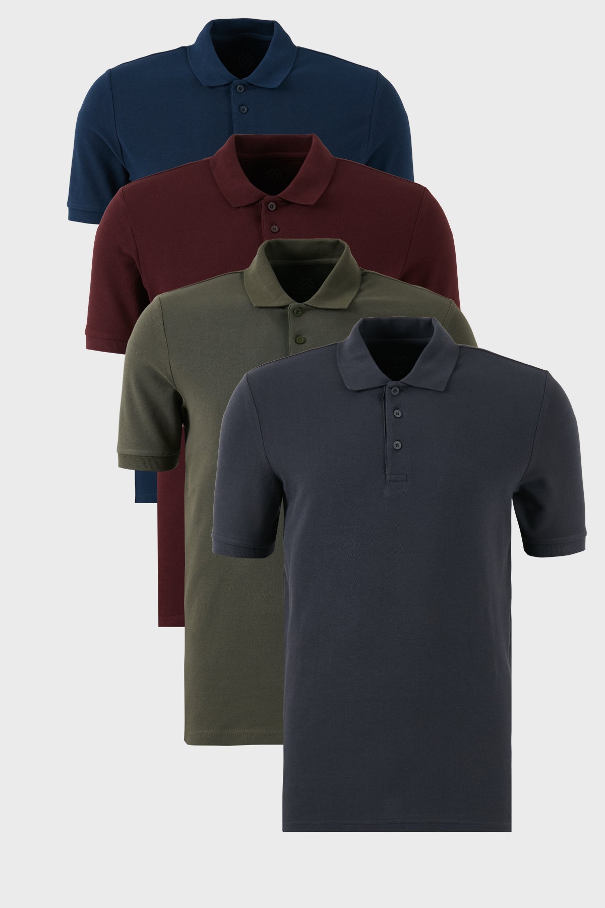 Buratti Pamuklu Regular Fit Düğmeli Polo Yaka 4'lü Paket Erkek T Shirt 5902127S4 Vişne-Antrasit-Haki-İndigo