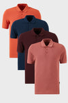 Buratti Pamuklu Regular Fit Düğmeli Polo Yaka 4'lü Paket Erkek T Shirt 5902127S4 Vişne-İndigo-Tarçın-Gül