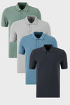 Buratti Pamuklu Regular Fit Düğmeli Polo Yaka 4'lü Paket Erkek T Shirt 5902127S4 Antrasit-Mavi-Elma Yeşili-Kül