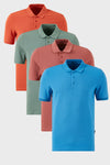 Buratti Pamuklu Regular Fit Düğmeli Polo Yaka 4'lü Paket Erkek T Shirt 5902127S4 Tarçın-Gül-Elma Yeşili-Koyu Mavi