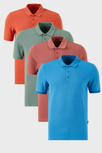 Buratti Pamuklu Regular Fit Düğmeli Polo Yaka 4'lü Paket Erkek T Shirt 5902127S4 Tarçın-Gül-Elma Yeşili-Koyu Mavi