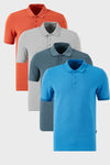 Buratti Pamuklu Regular Fit Düğmeli Polo Yaka 4'lü Paket Erkek T Shirt 5902127S4 Tarçın-Koyu Mavi-Kül-Petrol