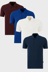 Buratti Pamuklu Regular Fit Düğmeli Polo Yaka 4'lü Paket Erkek T Shirt 5902127S4 Beyaz-Vişne-İndigo-Saks