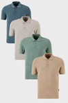 Buratti Pamuklu Regular Fit Düğmeli Polo Yaka 4'lü Paket Erkek T Shirt 5902127S4 Vizon-Petrol-Kül-Elma Yeşili