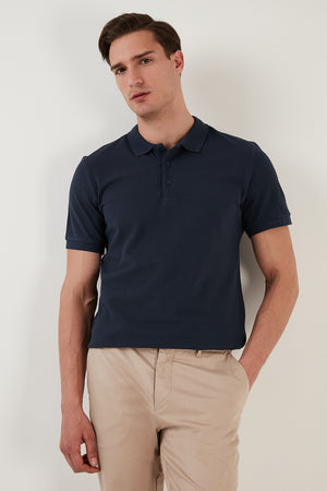 Buratti Pamuklu Regular Fit Düğmeli Polo Yaka 4'lü Paket Erkek T Shirt 5902127S4 İndigo-Gri Melanj-Tarçın-Gül