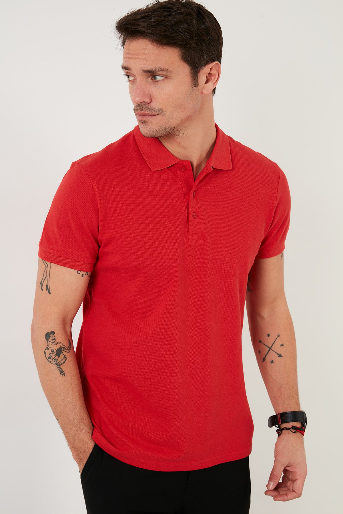 Buratti Pamuklu Regular Fit Düğmeli Polo Yaka 5'li Paket Erkek T Shirt 5902127S5 Siyah-Beyaz-Kırmızı-Gri Melanj-Mavi