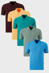 Buratti Pamuklu Regular Fit Düğmeli Polo Yaka 5'li Paket Erkek T Shirt 5902127S5 Vişne-Hardal-Benetton-Elma Yeşili-Koyu Mavi