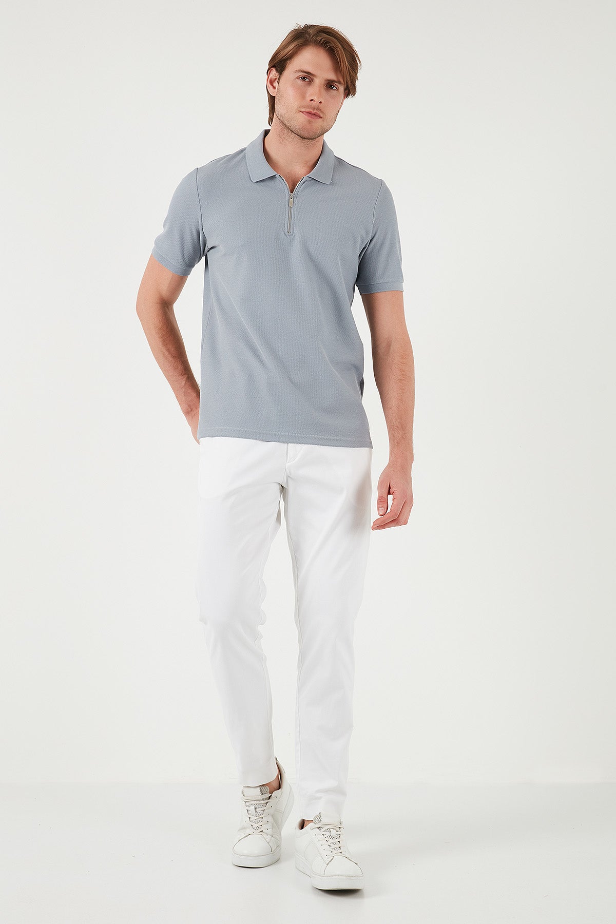 Buratti Pamuklu Regular Fit Yarım Fermuarlı 3'lü Paket Erkek Polo Yaka T Shirt 5902434S3 Siyah-Gri-Vizon
